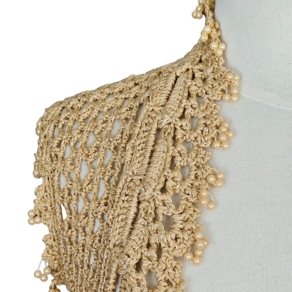 CROCHETED Bohemian Beaded Vest Size S - Picture 5 of 13